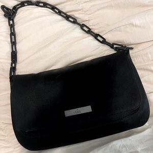 Authentic satin chain flag shoulder bag Gucci